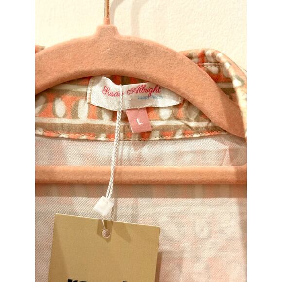 Susan Albright Belted Huntington in Blush Gator Shirt Maxi Dress Women's Size L - Picture 4 of 4